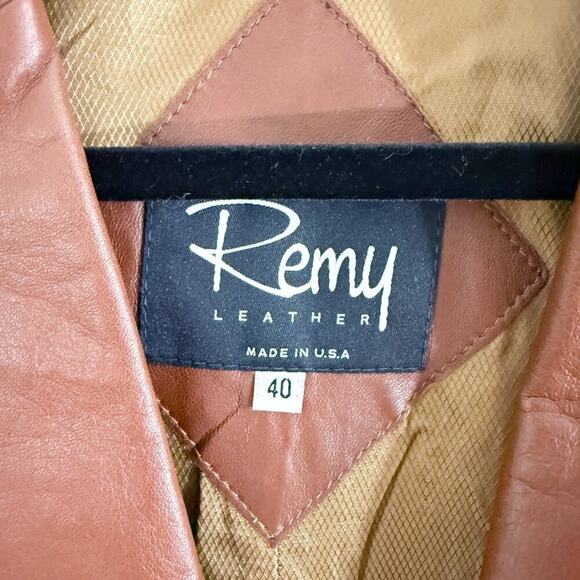 Vintage Remy Leather Brown Leather Jacket Men's Size 40 Button Up Made in USA - Picture 2 of 7